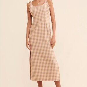 Gingham Midi Dress in mustard and lavender size 12